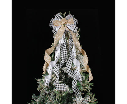 Tree Ribbon Bow Pendant for Christmas-Golden V1263-JX-586