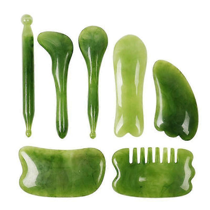 7pcs Natural Stone Guasha Scraping Tool Set, Traditional Anti-Aging Gua Sha Boards V1263-JX-5862