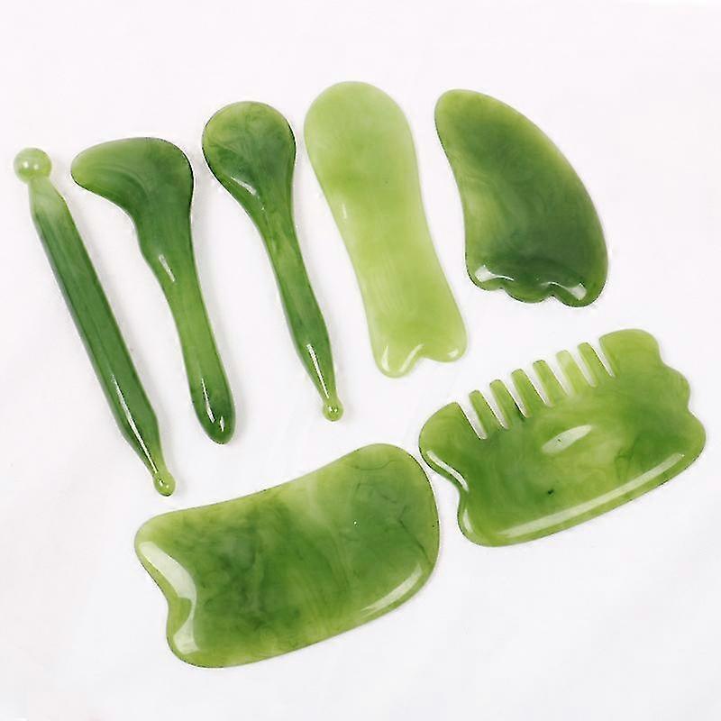 7pcs Natural Stone Guasha Scraping Tool Set, Traditional Anti-Aging Gua Sha Boards V1263-JX-5862
