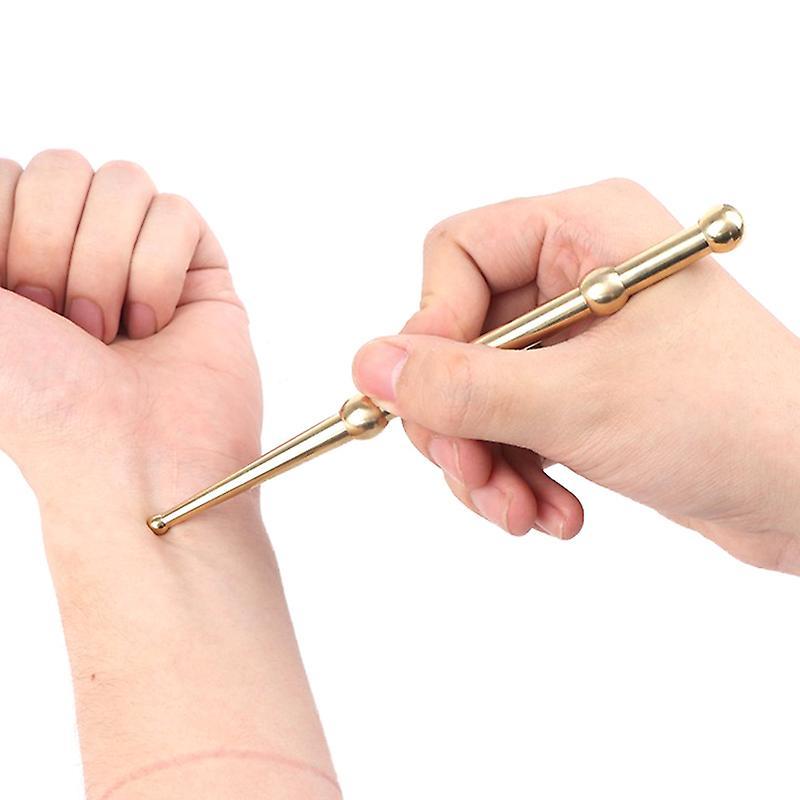 Brass Face & Eye Reflexology Massage Pen, Ear Acupoint Guasha Detecting Stick (1pc) V1263-JX-5864
