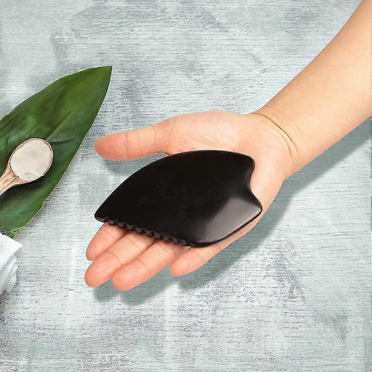 Bian Stone Facial Guasha Comb, Face Massage Scraping Tool, Black (1pc) V1263-JX-5866