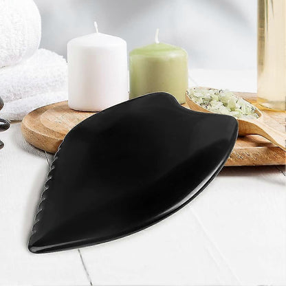 Bian Stone Facial Guasha Comb, Face Massage Scraping Tool, Black (1pc) V1263-JX-5866