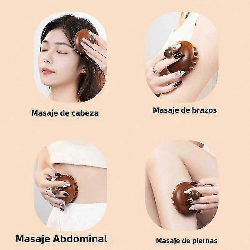 Natural Sandalwood Body Massage Brush, Circular Teeth Guasha Scraping Therapy Tool V1263-JX-5867