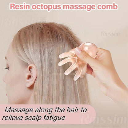 Resin Octopus-Style Scalp Guasha Massage Comb, Meridian Scraping Acupuncture SPA Tool V1263-JX-5868