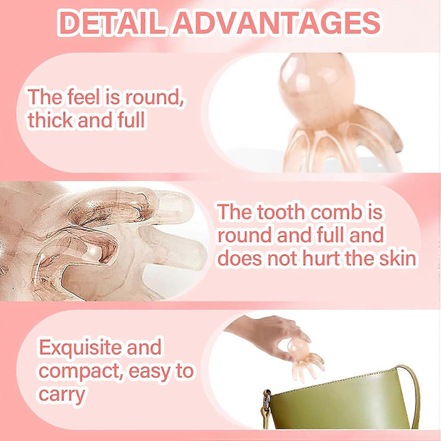 Resin Octopus-Style Scalp Guasha Massage Comb, Meridian Scraping Acupuncture SPA Tool V1263-JX-5868