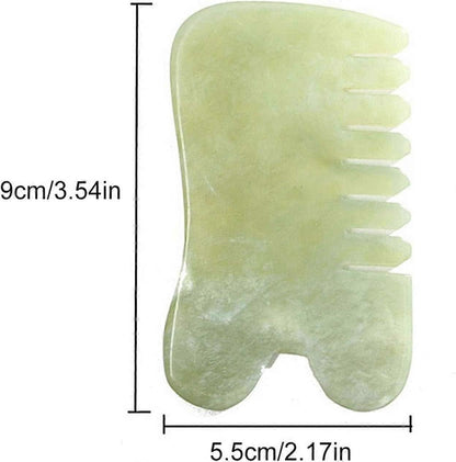 Natural Jade Stone Guasha Massage Comb, Acupuncture & Trigger Point Neck Therapy Tool V1263-JX-5873