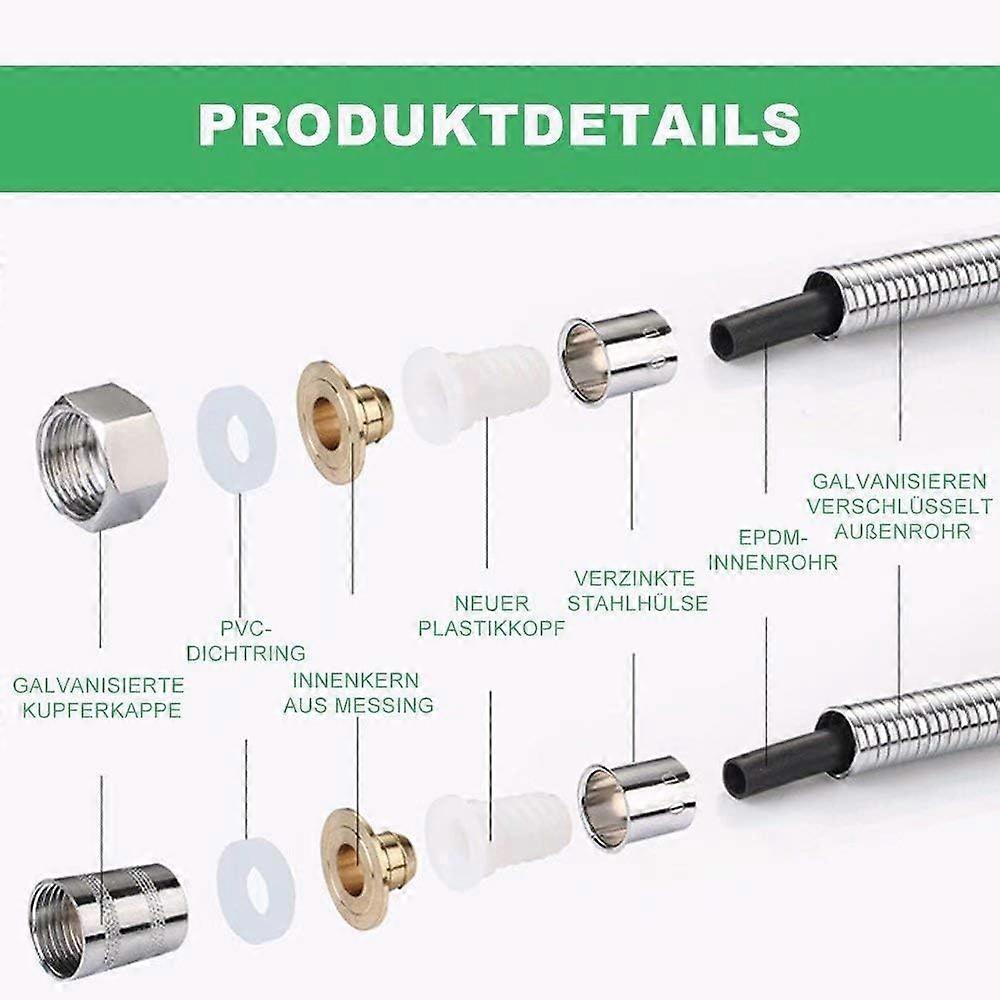 150cm Stainless Steel Look Shower Hose, Durable Bathroom Shower Pipe V1263-JX-5880