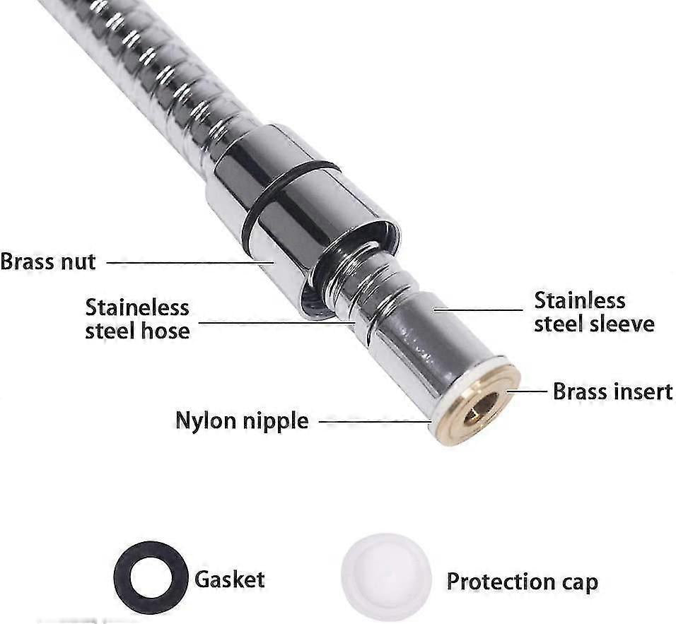 200cm Stainless Steel Shower Hose, Metal Universal Replacement Shower Hose V1263-JX-5881