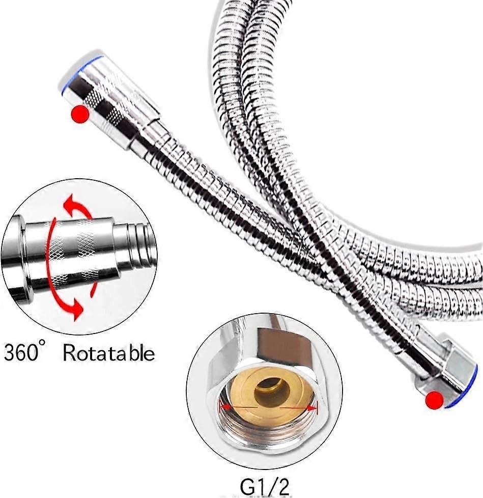 2m Universal Expandable Shower Hose, Stainless Steel Anti-Elastic Shower Pipe V1263-JX-5889