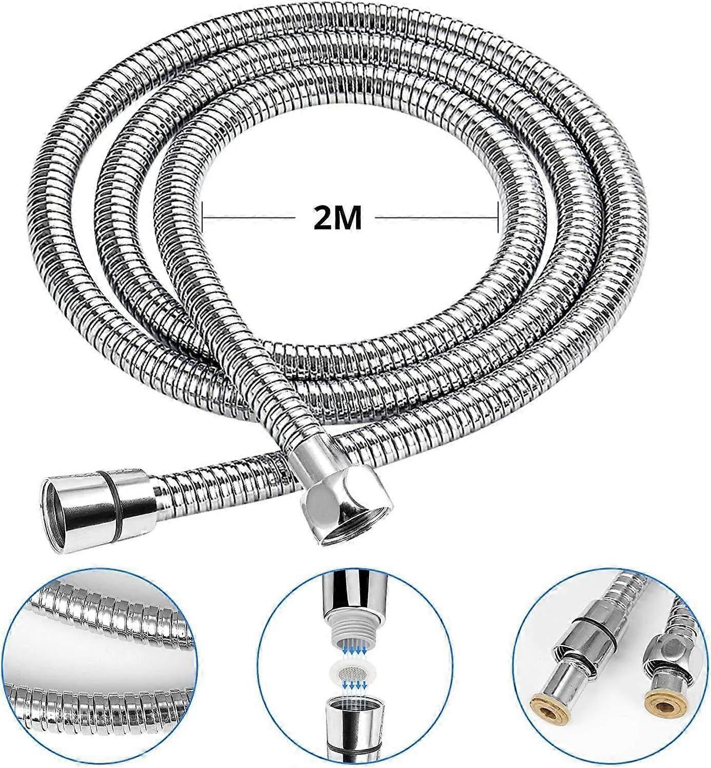2m Universal Expandable Shower Hose, Stainless Steel Anti-Elastic Shower Pipe V1263-JX-5889