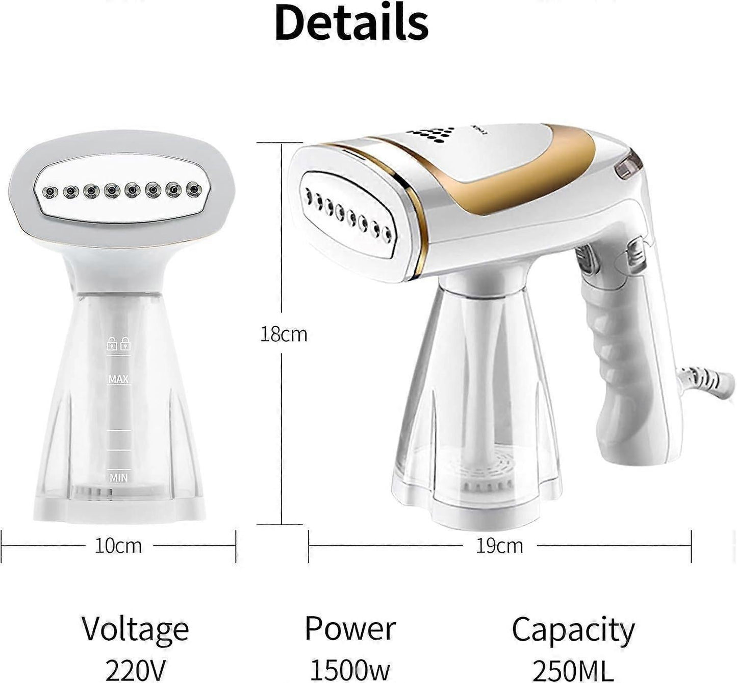 Foldable Handheld Garment Steamer 250ml Tank Portable Clothes Steamer for Travel V1263-JX-5894