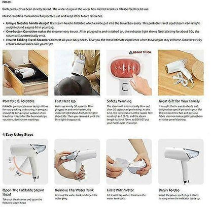 Foldable Travel Handheld Steamer for Garments Clothes Fabric Home Iron V1263-JX-5901
