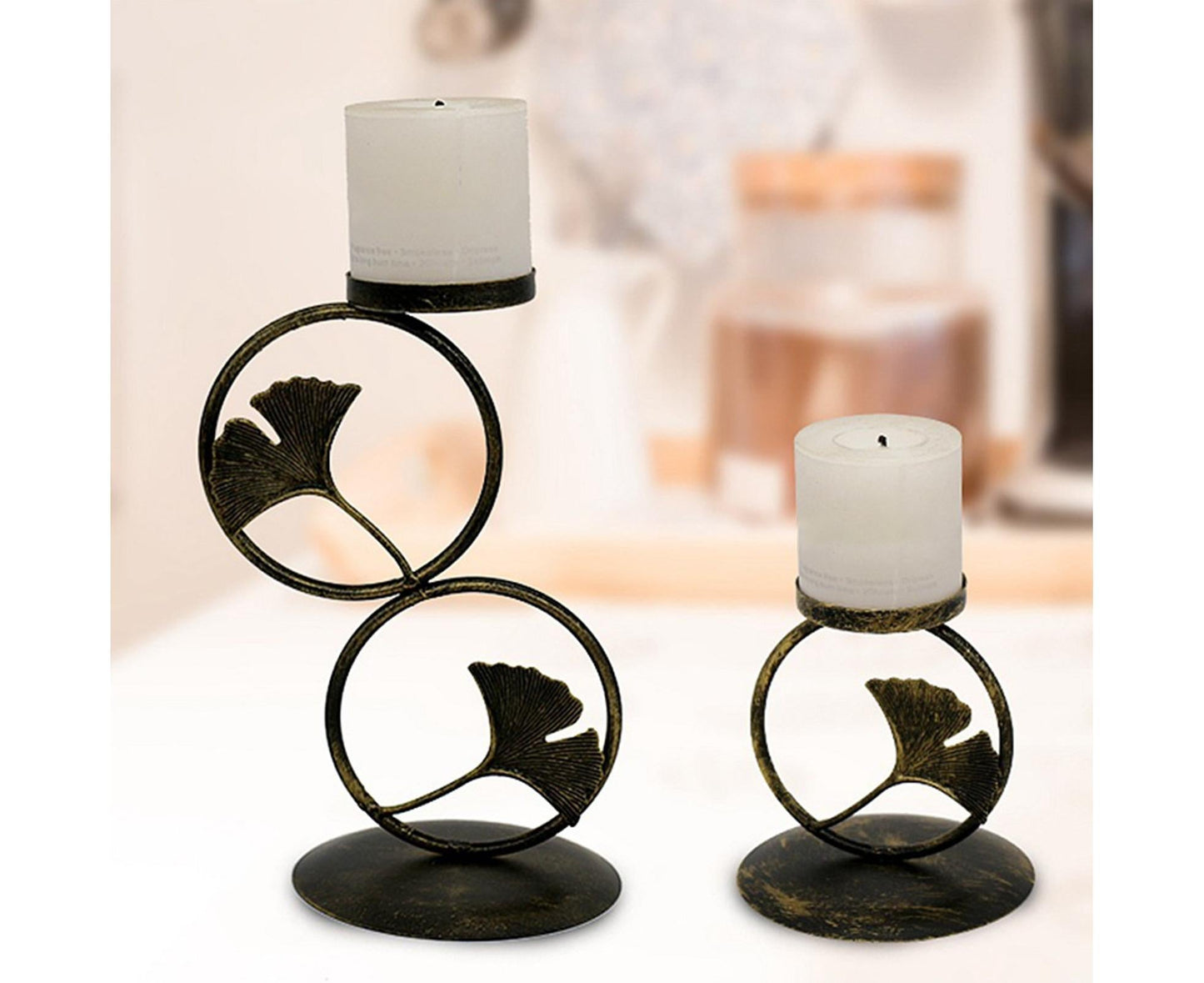 Nordic Retro Golden Candlestick Candle Holder Romantic Wedding Props Ornaments-Black L V1263-JX-591