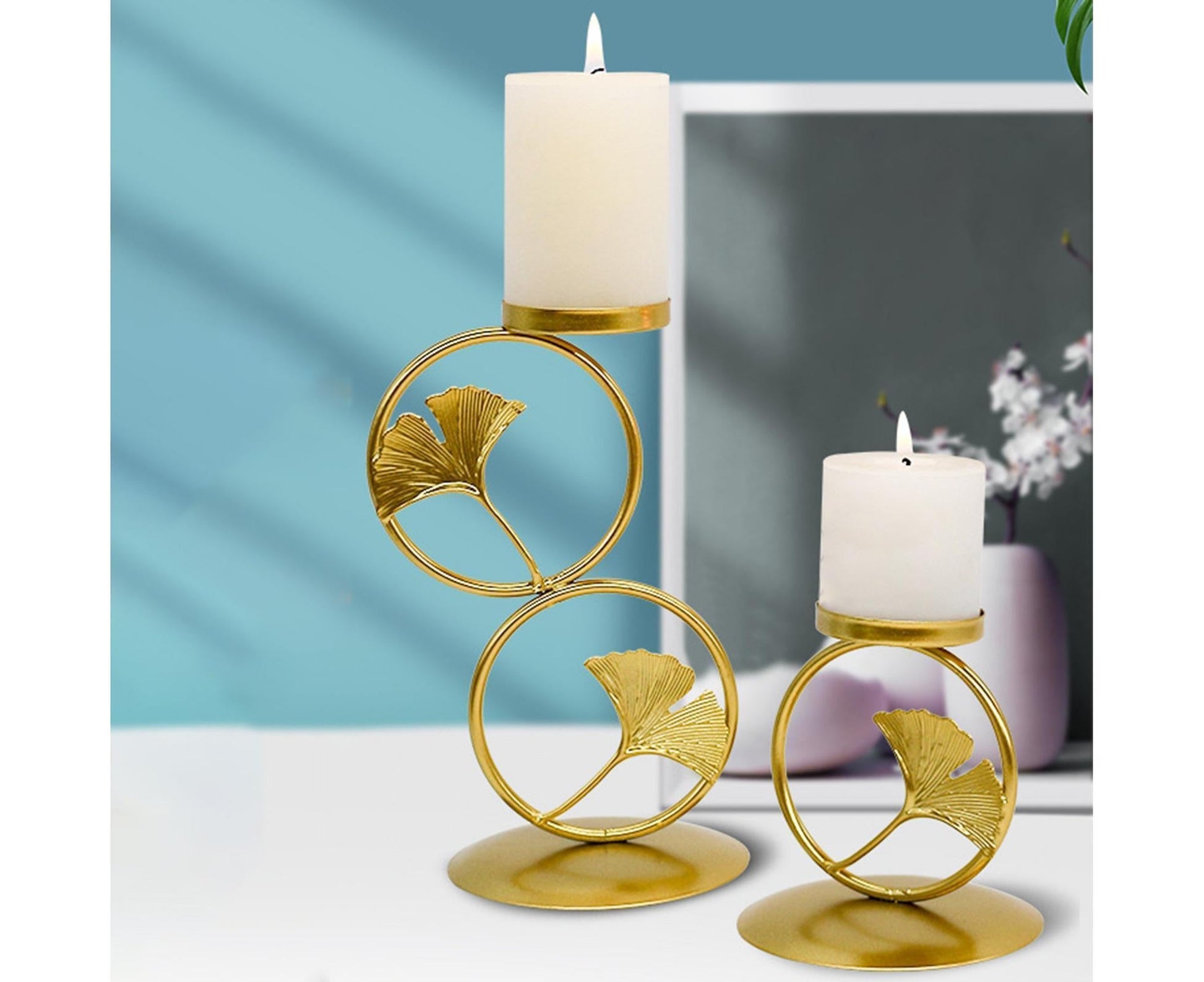 Nordic Retro Golden Candlestick Candle Holder Romantic Wedding Props Ornaments-Black L V1263-JX-591