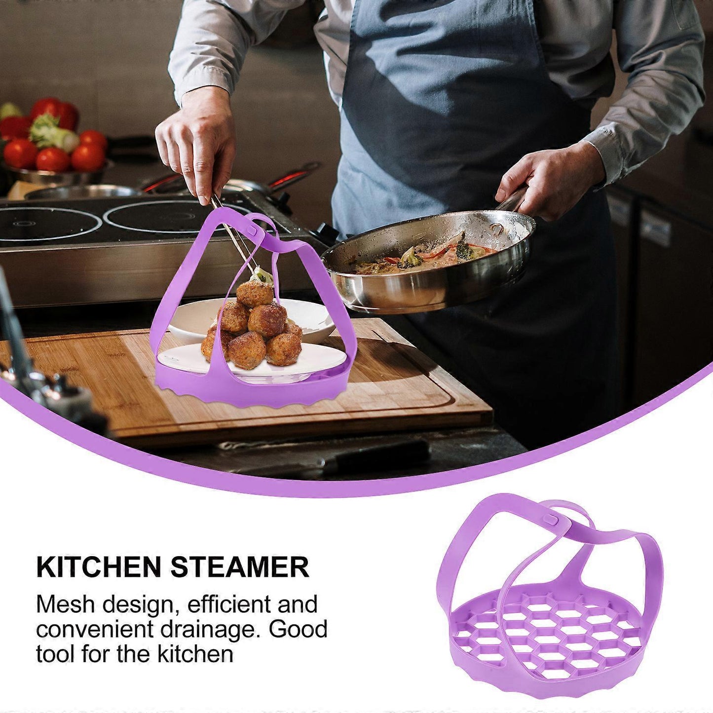 Multifunctional Handheld Steamer Silicone Vegetable Basket Drain Basket V1263-JX-5915