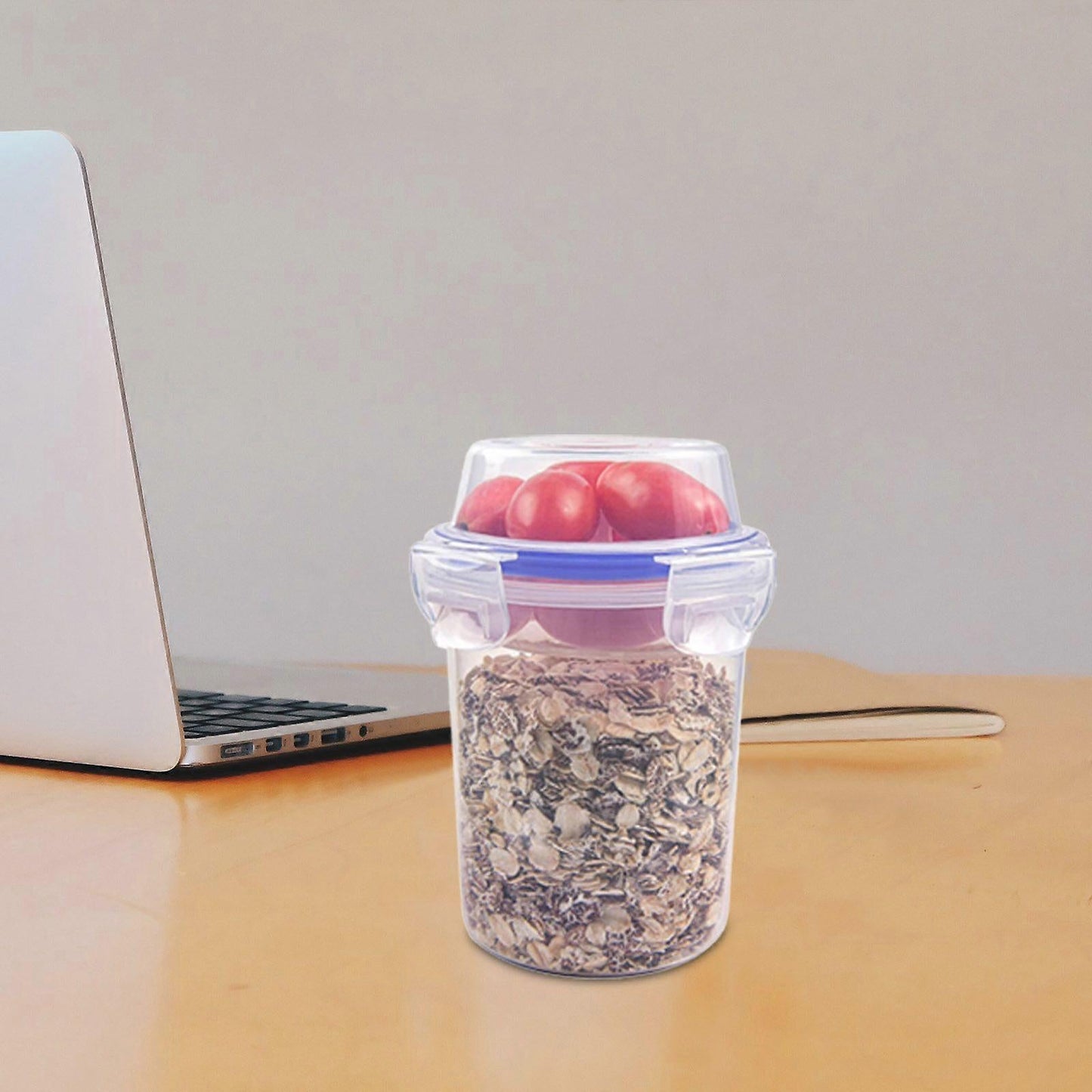 2pcs Double Layer Overnight Oats Containers Breakfast Salad Cups Leakproof V1263-JX-5937