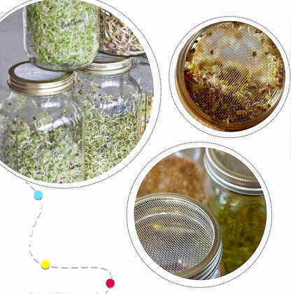 4 Sets 86mm Stainless Steel Sprouting Jar Lids Strainer Kit for Salad Seeds V1263-JX-5939