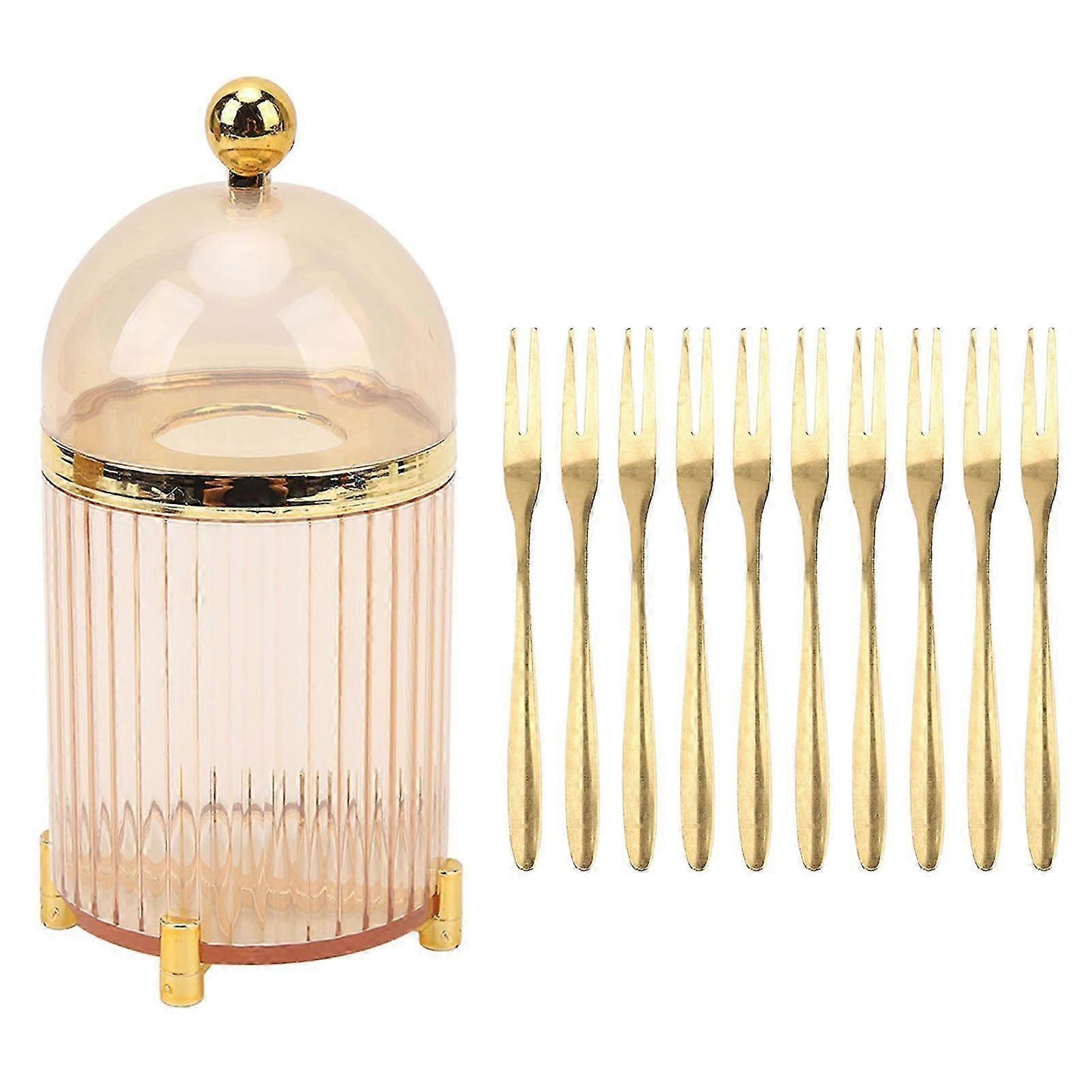 10pcs Stainless Steel Mini Forks Set with Storage Jar for Dessert & Salad V1263-JX-5943
