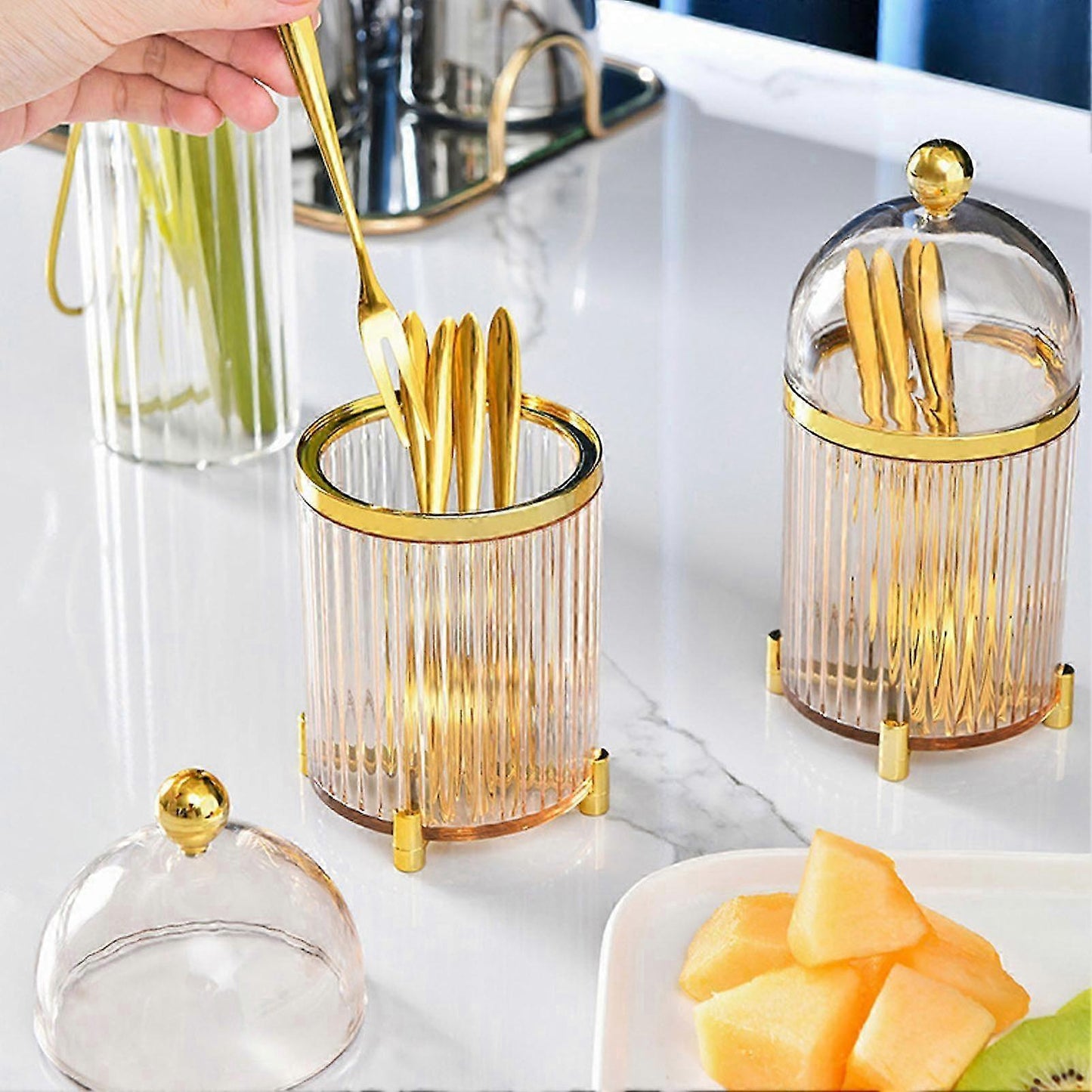 10pcs Stainless Steel Mini Forks Set with Storage Jar for Dessert & Salad V1263-JX-5943