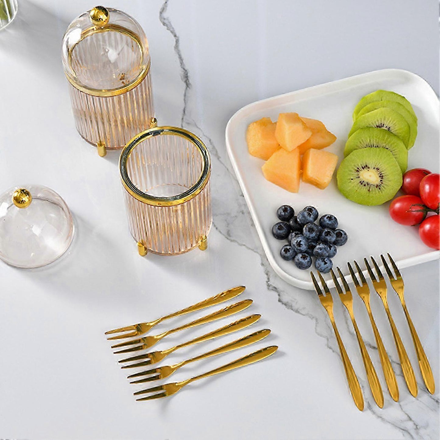 10pcs Stainless Steel Mini Forks Set with Storage Jar for Dessert & Salad V1263-JX-5943