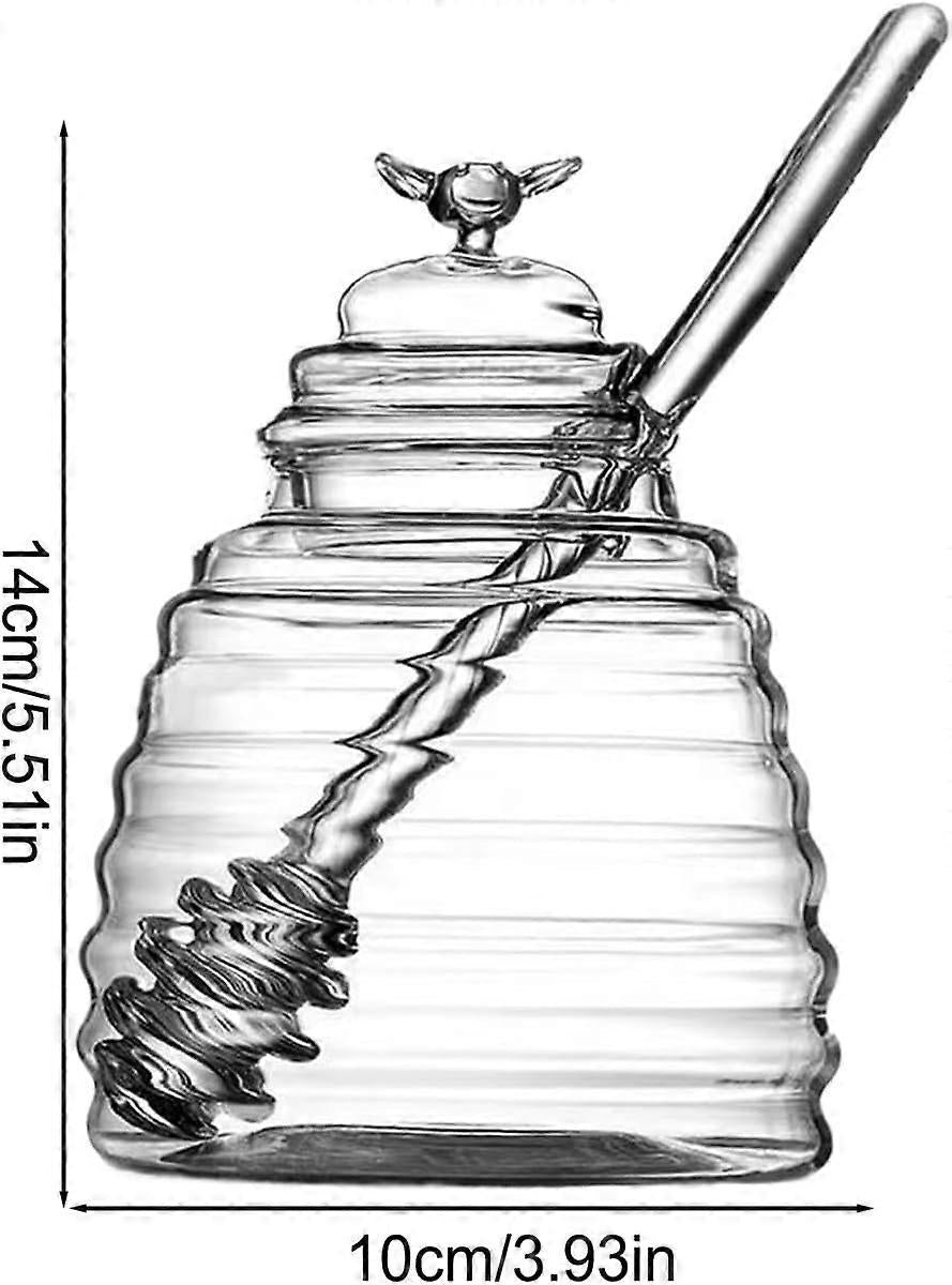 Honey Dispenser with Storage Jar Transparent Container for Syrup & Salad Dressing V1263-JX-5944
