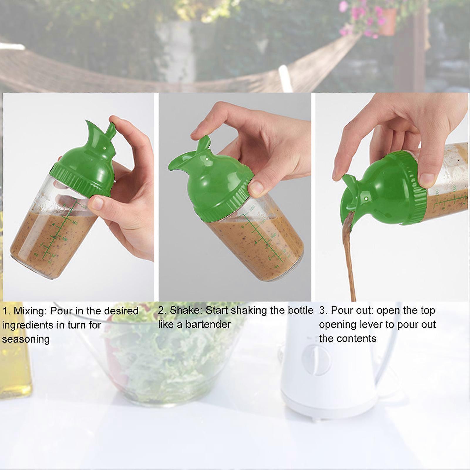 200ml Salad Dressing Shaker BPA Free Leakproof Jar with Lid Green V1263-JX-5946