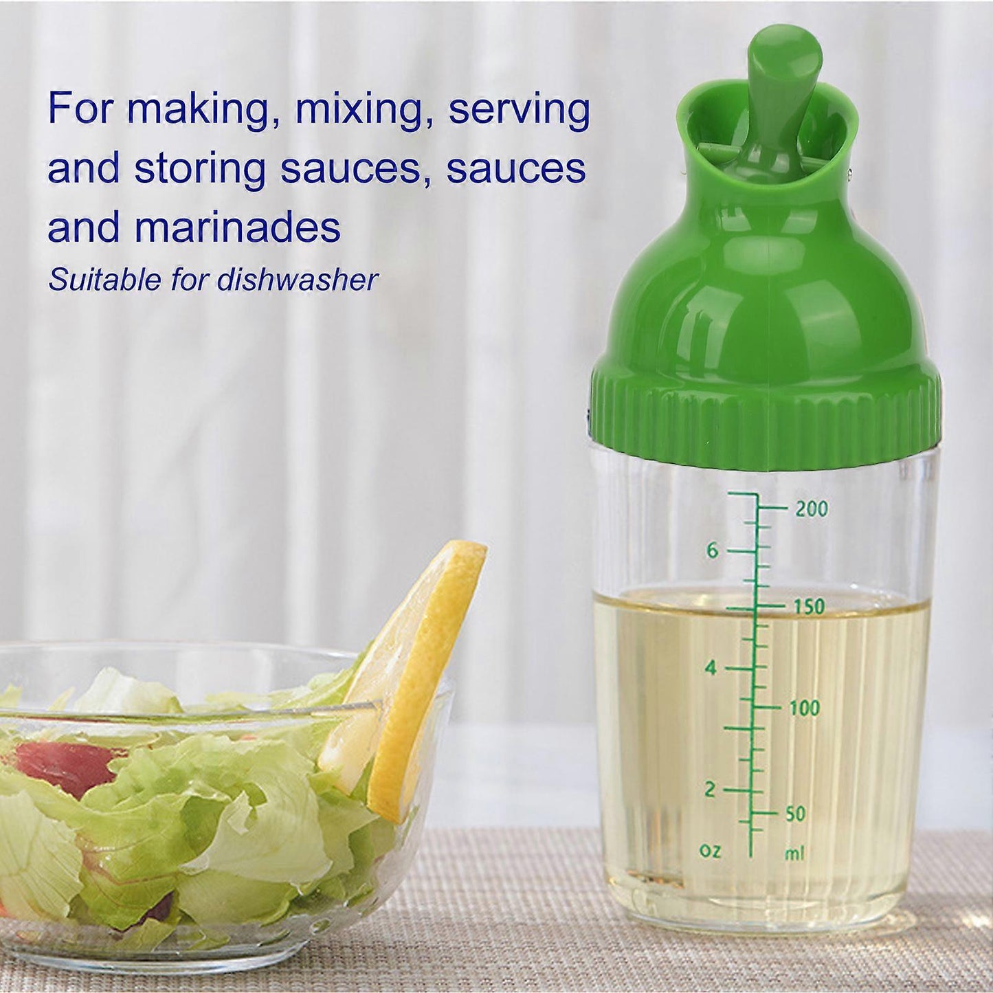 200ml Salad Dressing Shaker BPA Free Leakproof Jar with Lid Green V1263-JX-5946