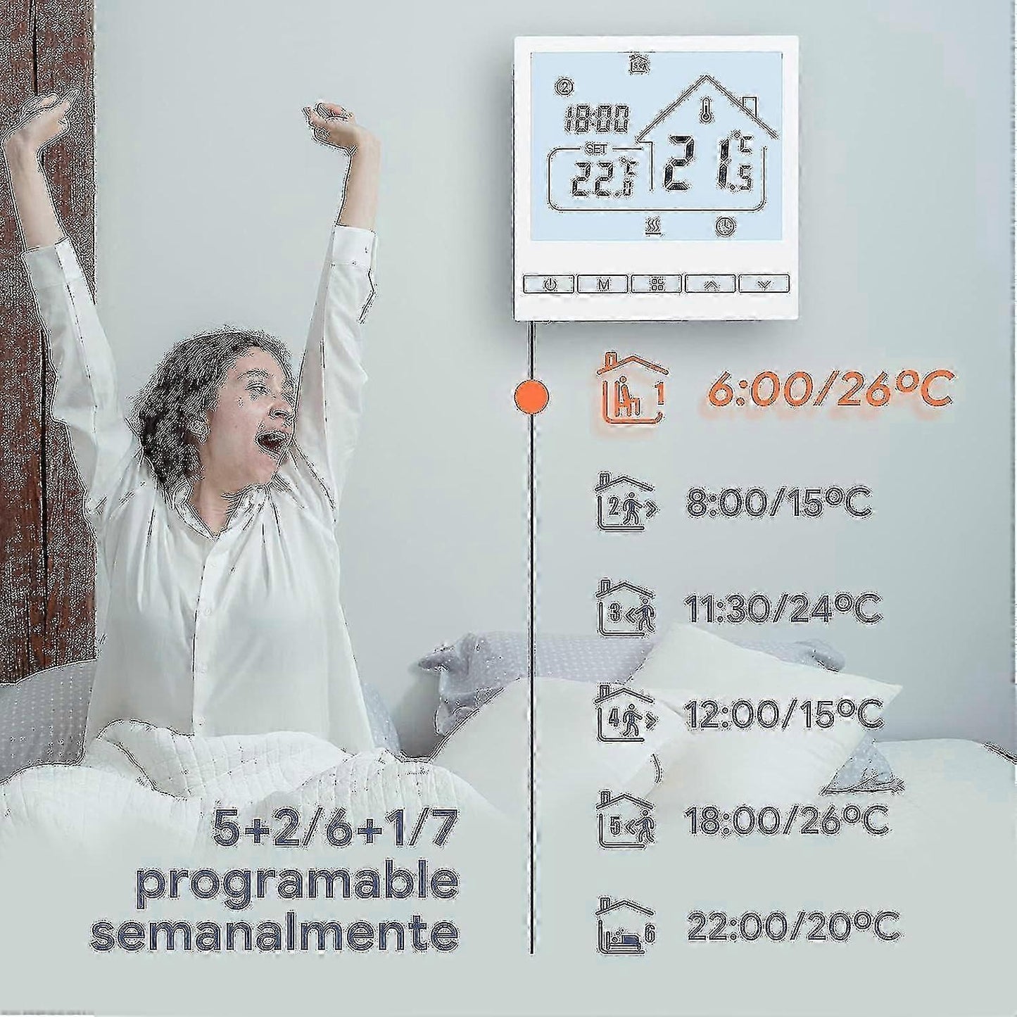 WiFi Smart Heating Thermostat 16A Wall Thermostat Compatible with Alexa Google Home V1263-JX-5952