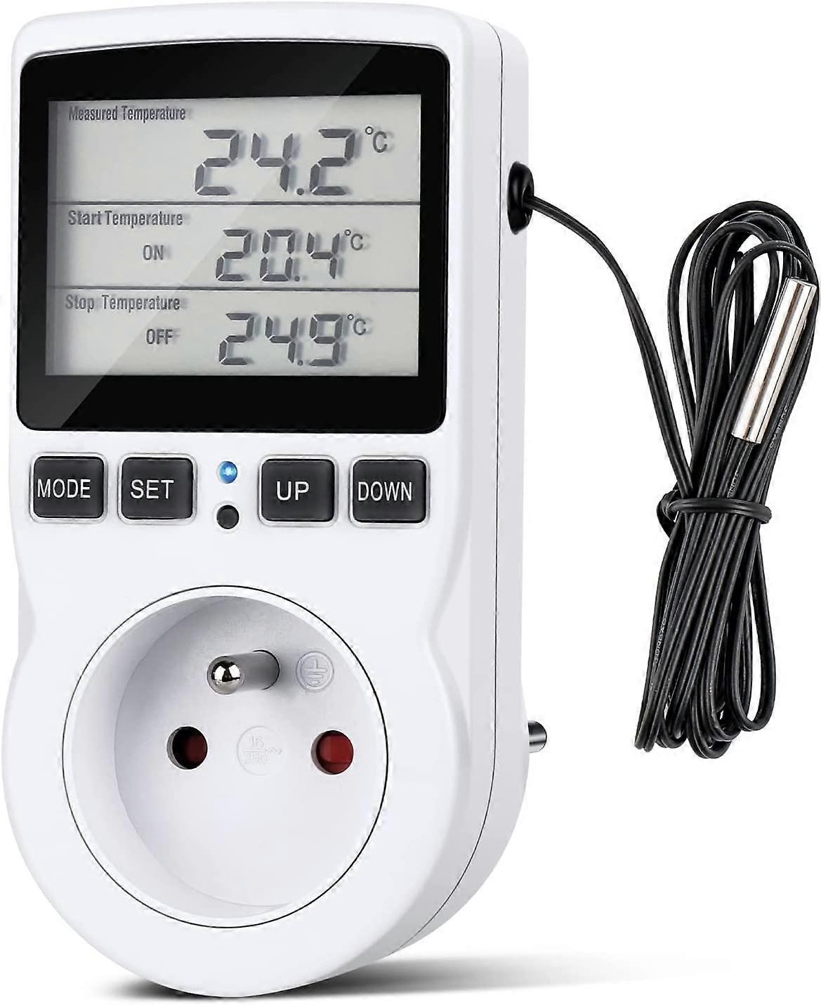 Heating Thermostat Socket Timer with Sensor LCD Display for Aquarium Greenhouse Incubator V1263-JX-5956