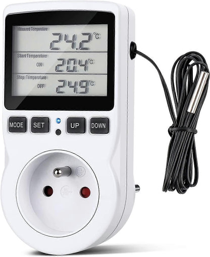 Heating Thermostat Socket Timer with Sensor LCD Display for Aquarium Greenhouse Incubator V1263-JX-5956