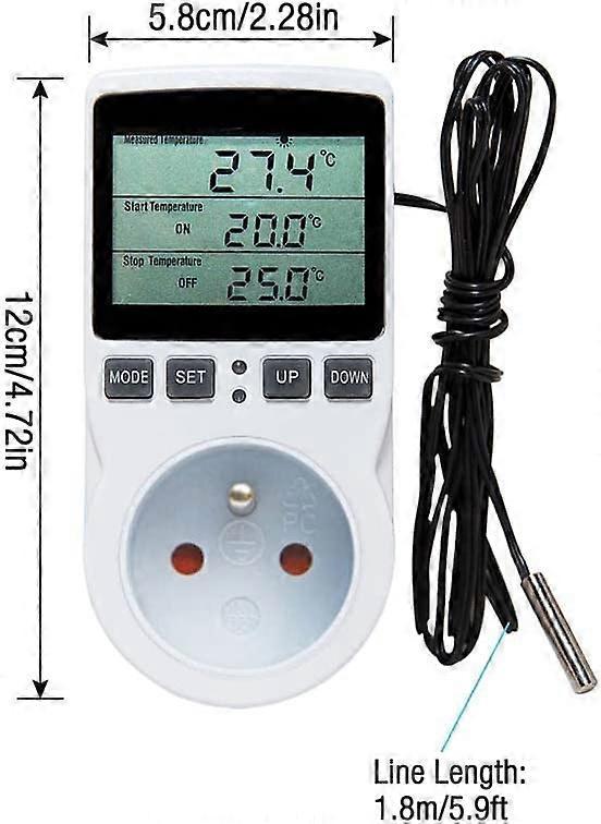 Heating Thermostat Socket Timer with Sensor LCD Display for Aquarium Greenhouse Incubator V1263-JX-5956