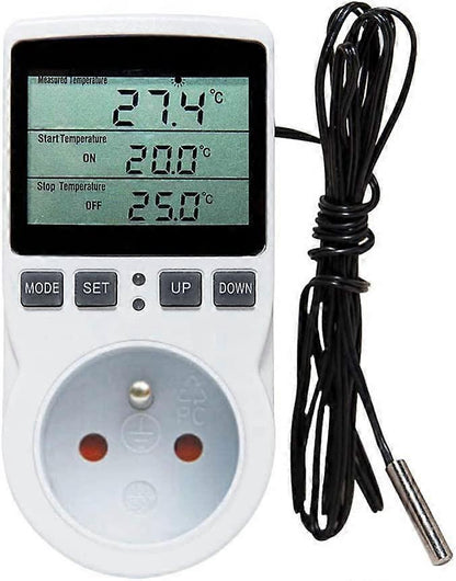 Heating Thermostat Socket Timer with Sensor LCD Display for Aquarium Greenhouse Incubator V1263-JX-5956