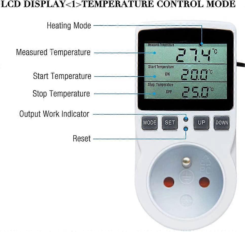 Heating Thermostat Socket Timer with Sensor LCD Display for Aquarium Greenhouse Incubator V1263-JX-5956