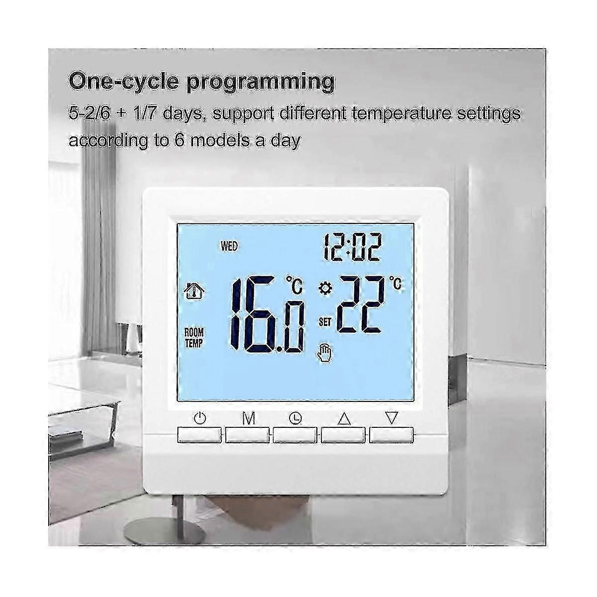Backlight LCD Thermostat Wall Heating Temperature Controller Blue Light Display V1263-JX-5964