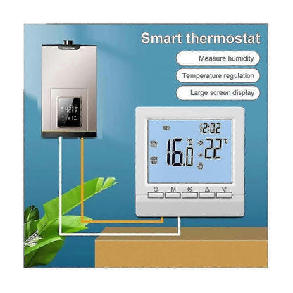 Backlight LCD Thermostat Wall Heating Temperature Controller Blue Light Display V1263-JX-5964