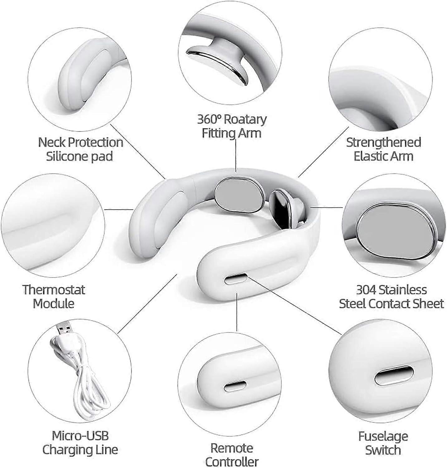 Intelligent Neck Massager with Heat Cordless 3 Modes 15 Levels Deep Relaxation Massage V1263-JX-5965