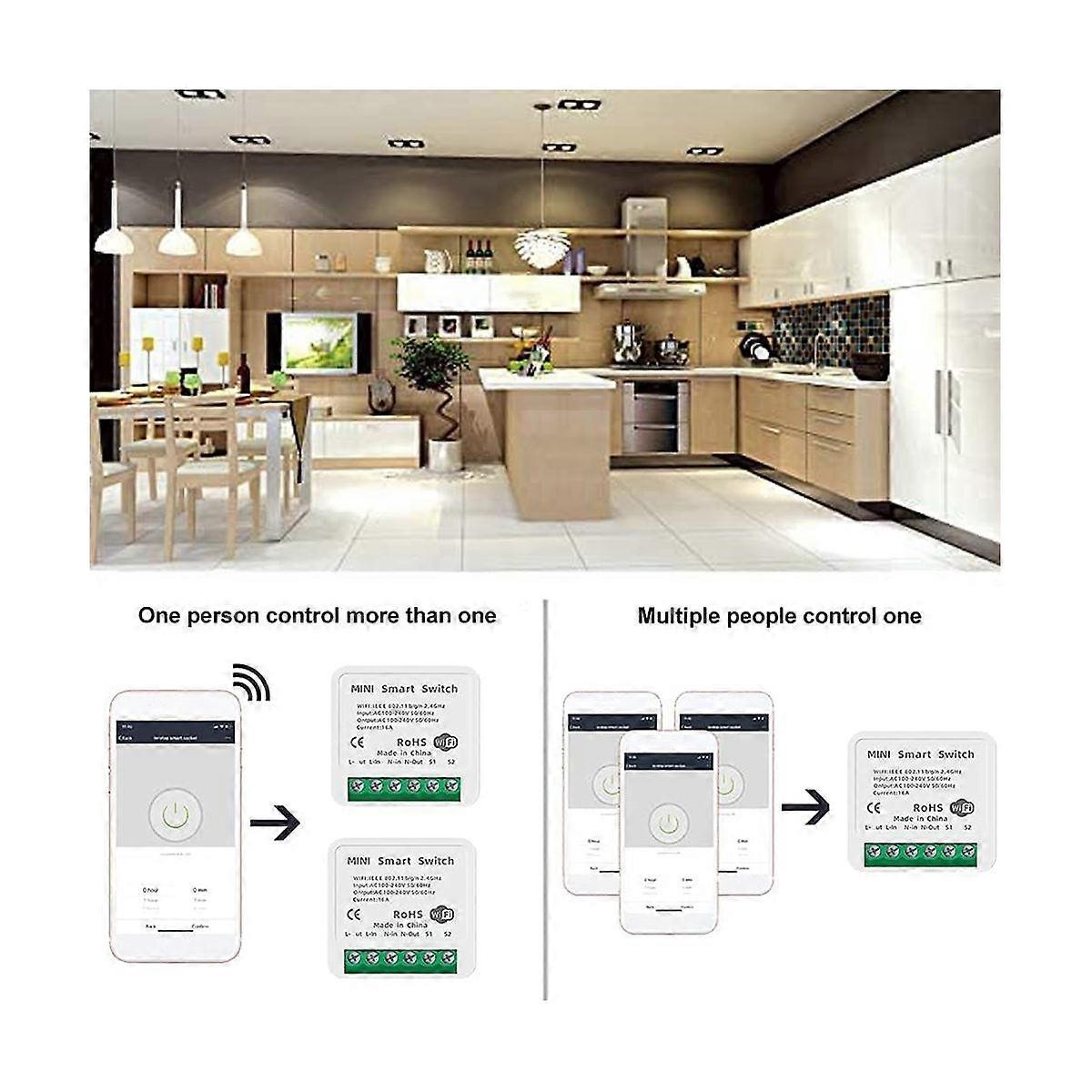 Mini Smart WiFi Relay Switch DIY Timer Light Control Module Compatible with Smart Life App V1263-JX-5966