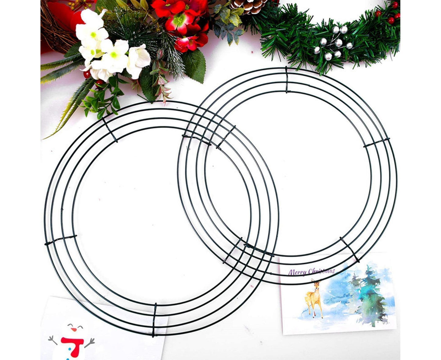 Wreath Frame Durable Wall Hanging Metal Rust-proof Wire Wreath Form for Home Decor-Black 40cm V1263-JX-597
