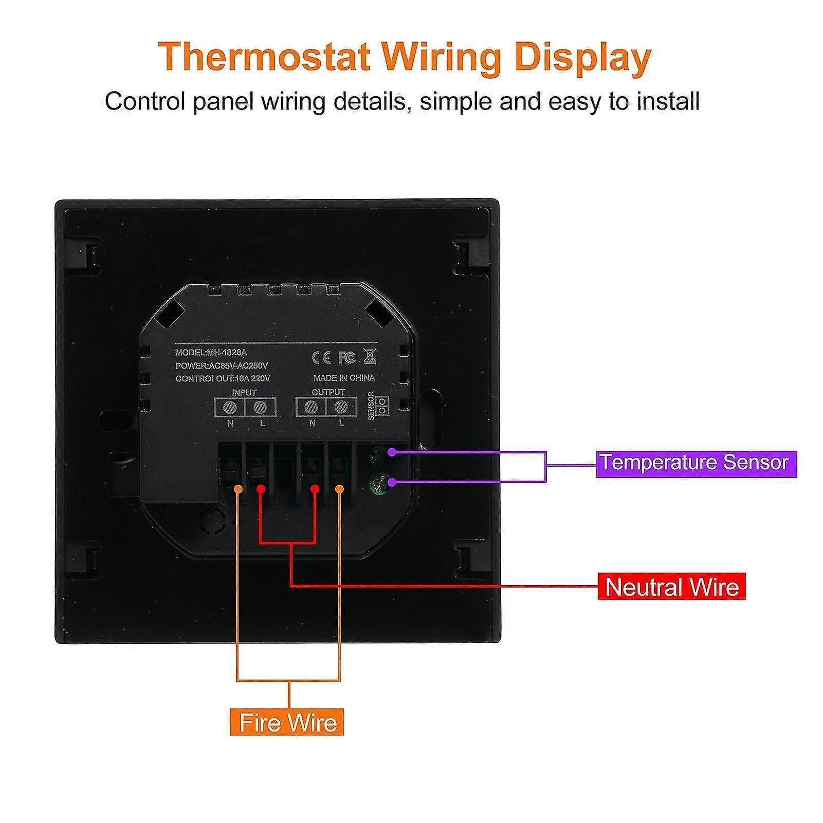Smart Thermostat 16A Floor Heating Temperature Controller with LED Touch Screen V1263-JX-5971
