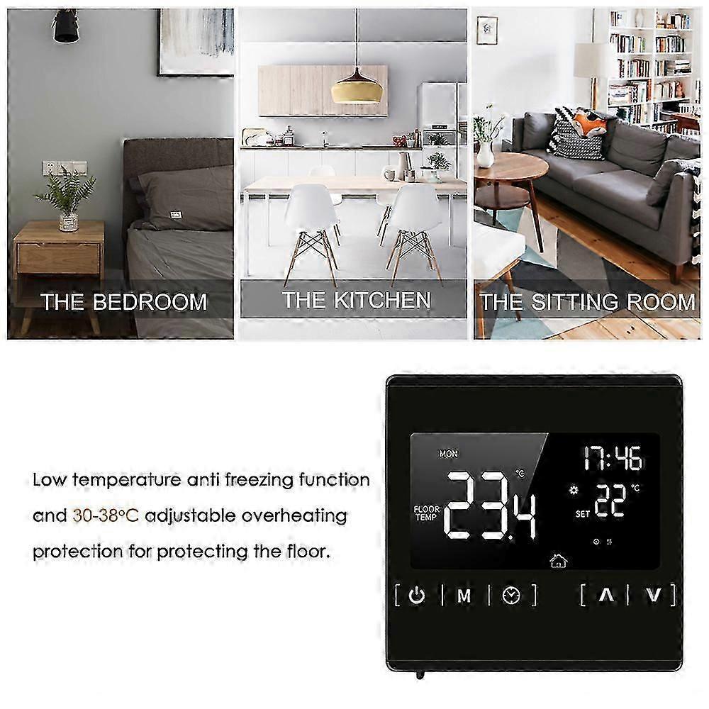 Smart LCD Touchscreen Thermostat Programmable Electric Floor Heating Temperature Controller V1263-JX-5978