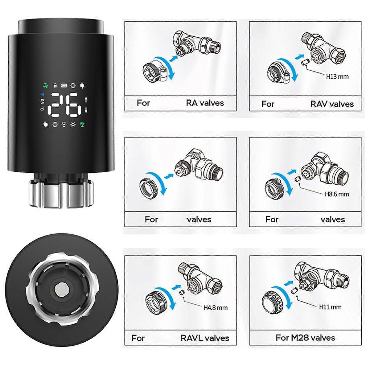 Smart Radiator Valve TRV Programmable Thermostatic Radiator Valve App Remote Control V1263-JX-5979