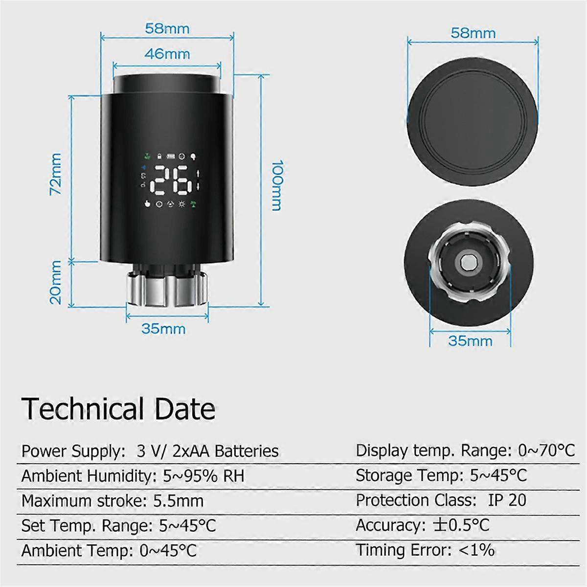Smart Radiator Valve TRV Programmable Thermostatic Radiator Valve App Remote Control V1263-JX-5979