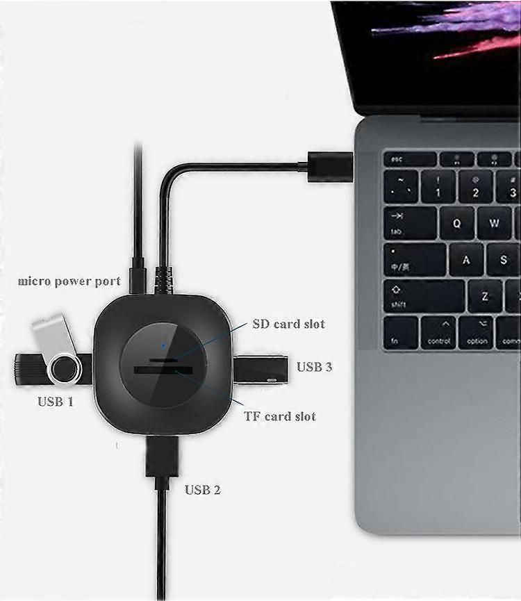 H25-3.0 USB Hub: 3 Ports + TF/SD Card Reader for Computer/Notebook V1263-JX-6003