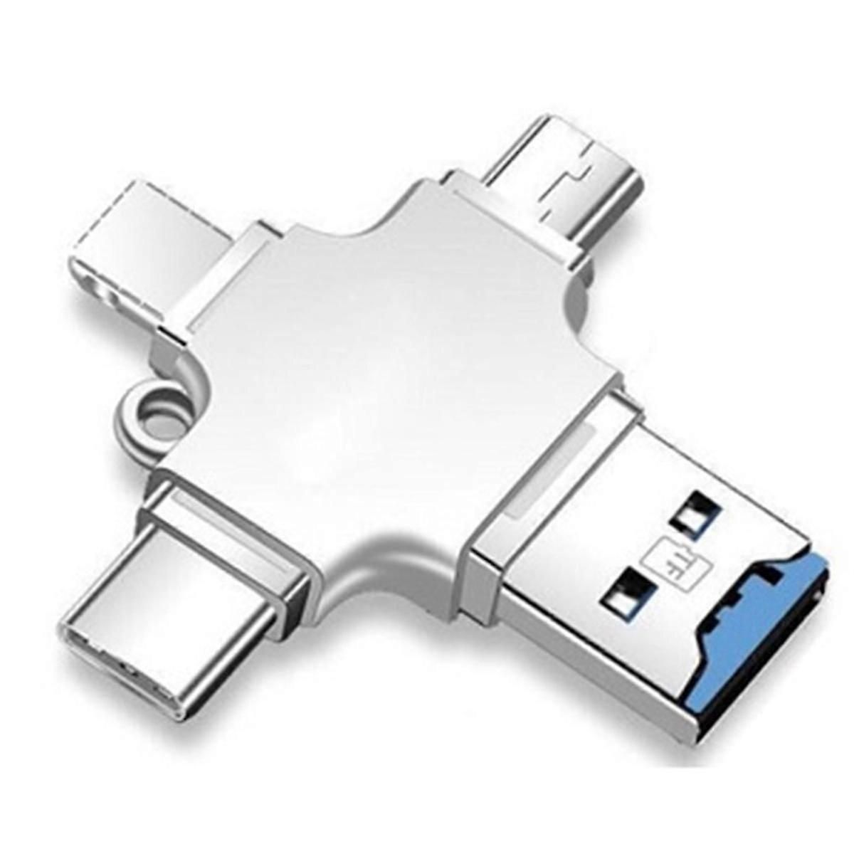 4-in-1 Memory Card Reader: Type-C OTG for iPhone/Laptop/PC, iOS & USB-A V1263-JX-6005