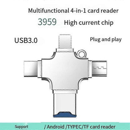 4-in-1 Memory Card Reader: Type-C OTG for iPhone/Laptop/PC, iOS & USB-A V1263-JX-6005