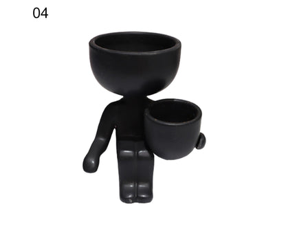 Glazed Flower Vase Simple Shatterproof Humanoid Design Flower Container Gardening Tools- 4 V1263-JX-601