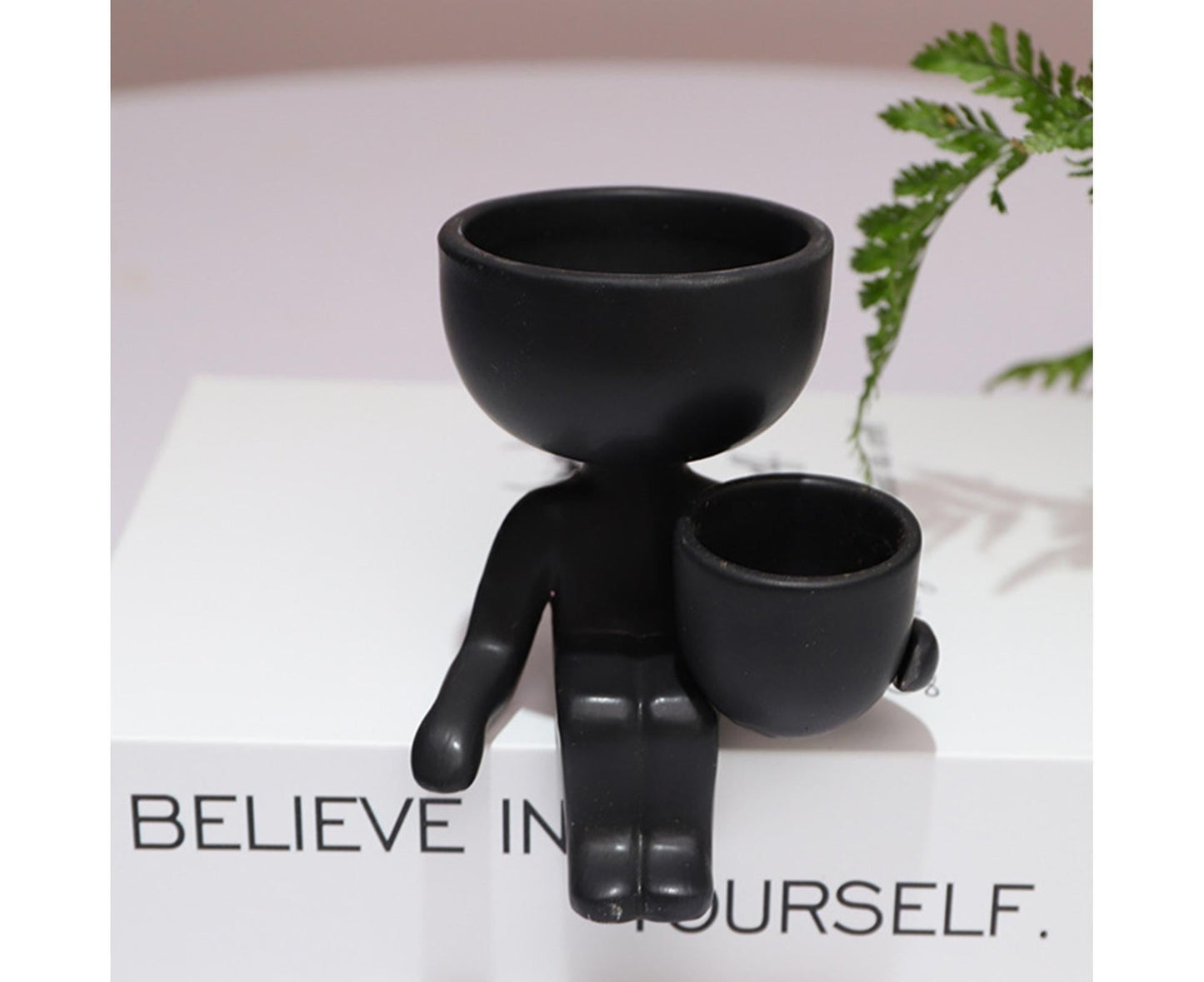 Glazed Flower Vase Simple Shatterproof Humanoid Design Flower Container Gardening Tools- 4 V1263-JX-601