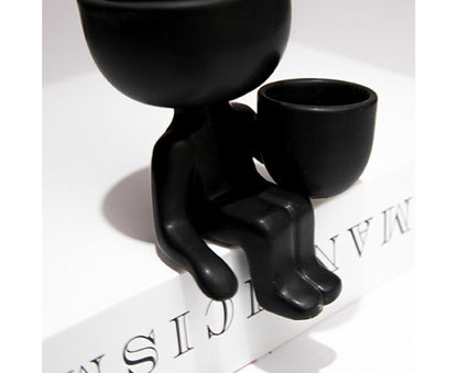 Glazed Flower Vase Simple Shatterproof Humanoid Design Flower Container Gardening Tools- 4 V1263-JX-601