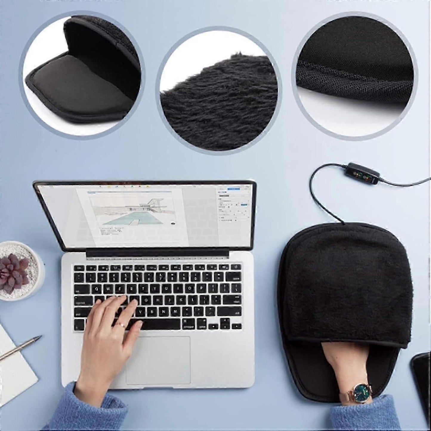 USB Electric Heated Mouse Pad Hand Warmer - Reusable, 3 Temperatures V1263-JX-6010