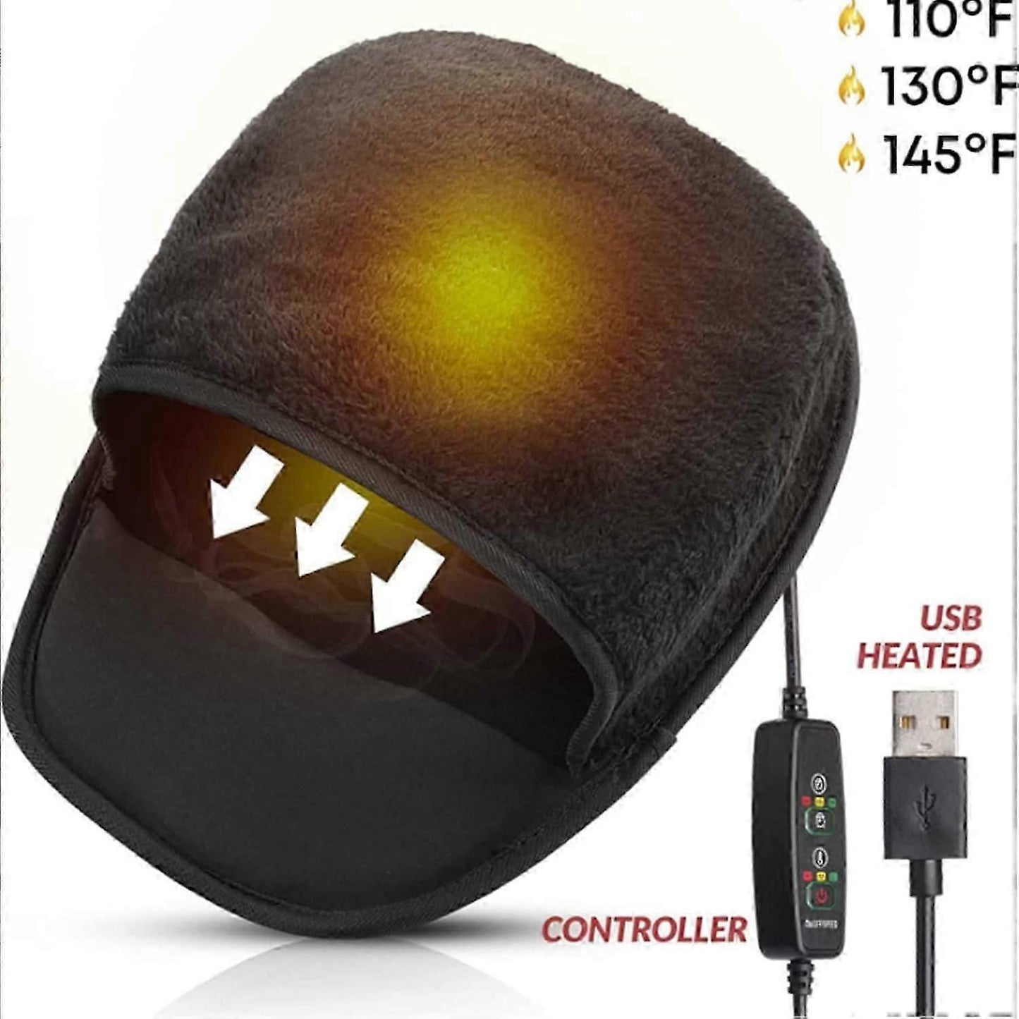 USB Electric Heated Mouse Pad Hand Warmer - Reusable, 3 Temperatures V1263-JX-6010